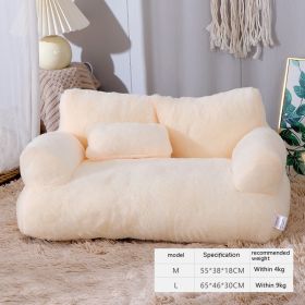 Flannel Warm Large Cat Sofa Universal Pet Kennel (Option: Beige-L-1PC)